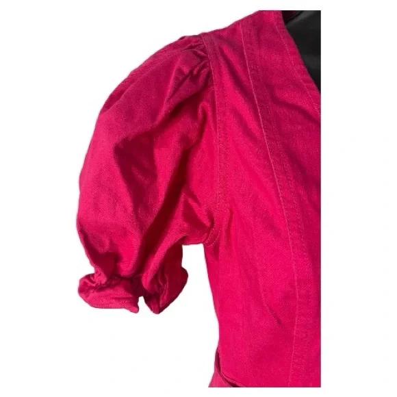 & Other Stories Belted Puff Sleeve Zip-Front Jumpsuit – Fuchsia Pink (Size 2) - Picture 3 of 9